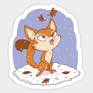 A Cute Cartoon Fox's Winter Adventure Sticker